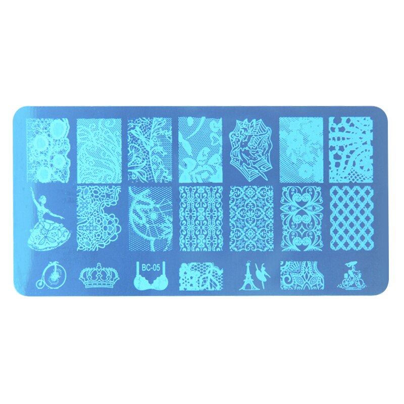 1 pièces Nail Art timbre estampage Image plaque ongles impression pochoir dentelle modèle bricolage bleu masque ongles impression Nail Art manucure outils