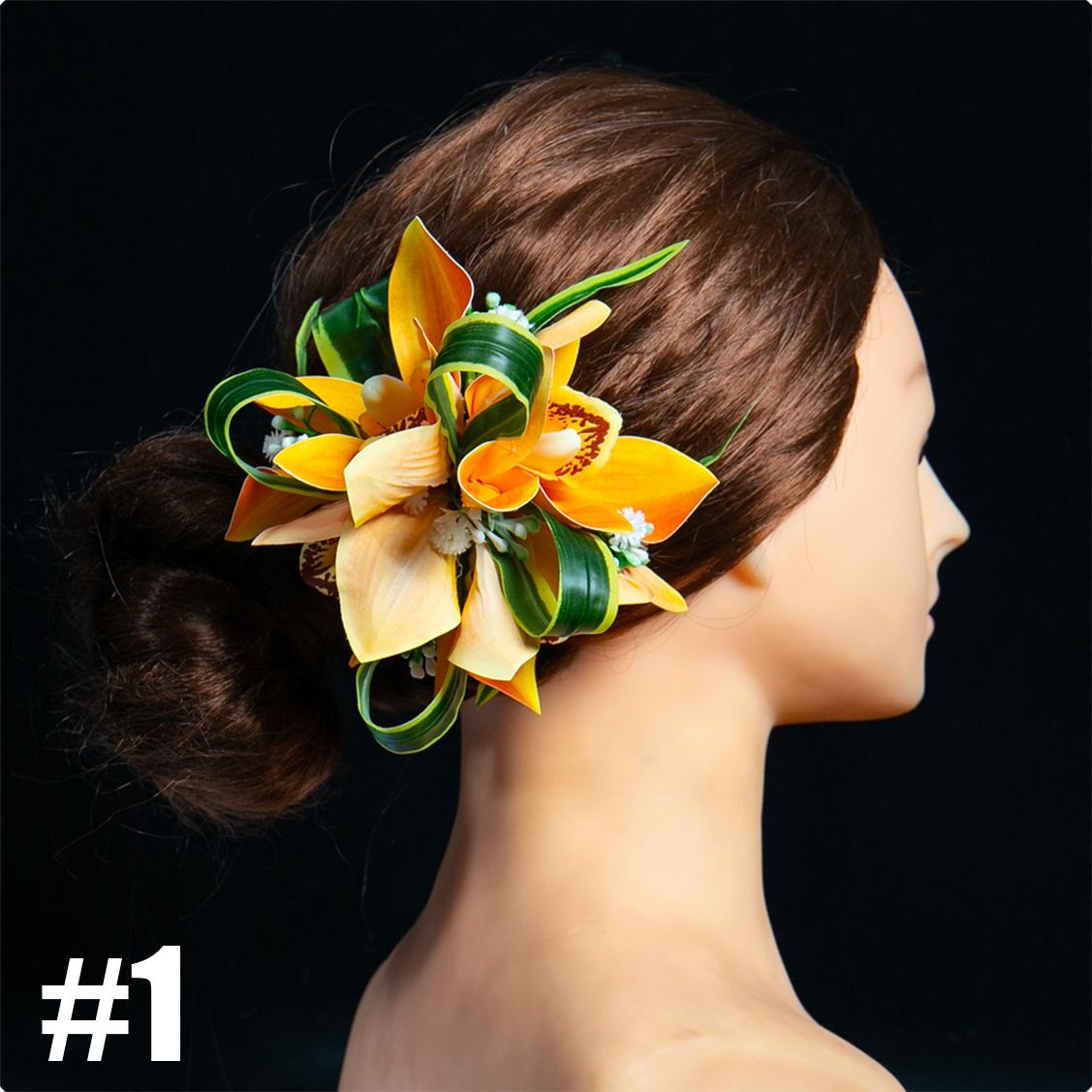 Pinza para el pelo BB de estilo Tropical, tocado de novia con flor de seda hawaiana, tocado de flor de orquídeas, accesorios de baile Aloha Hula: Naranja