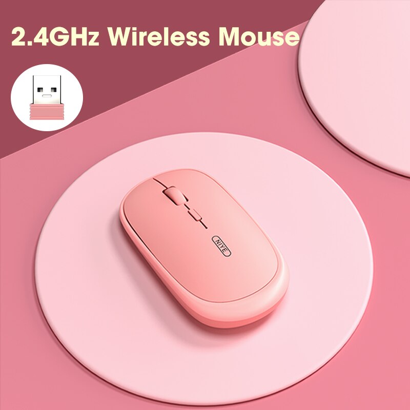 Pink Wireless Mouse 2.4GHz USB Mouse Silent Mute Mice 1600 DPI Adjustable Ergonomic Mice For Laptop PC Computer Home Office