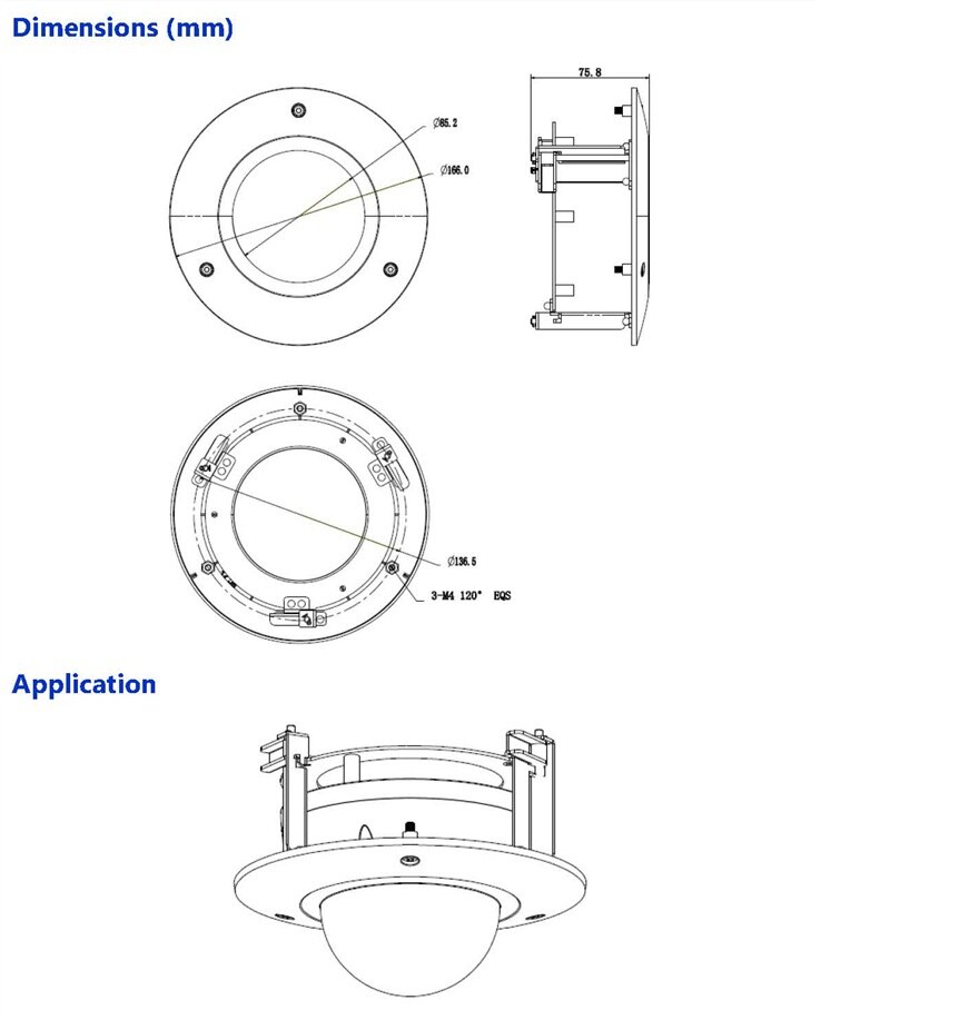 DH PFB200C In-ceiling Mount Bracket CCTV Accessories IP Camera Ceiling Mount Stand Neat & Integrated