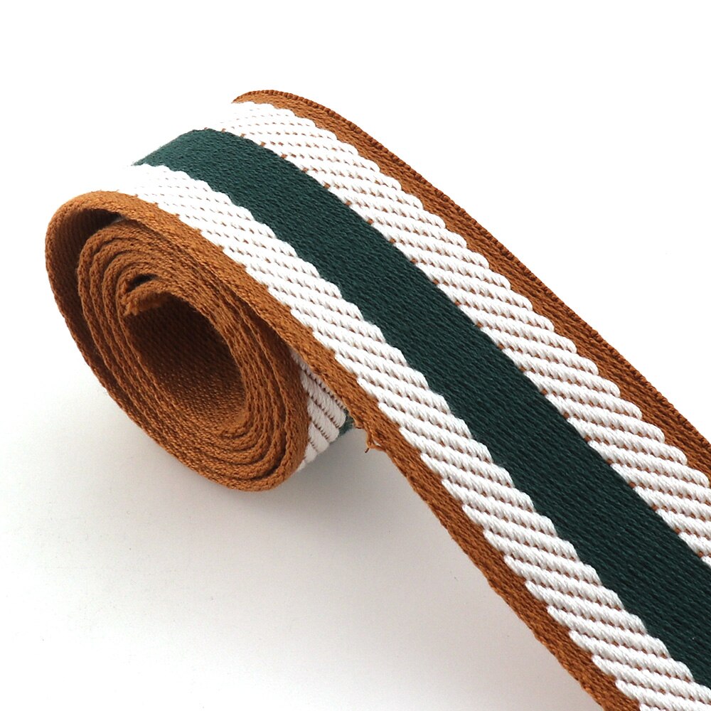 Correa para cinturón de 38MM de ancho de lona de algodón poliéster blanca y verde, cinta de para prendas de vestir, accesorios para ropa DIY