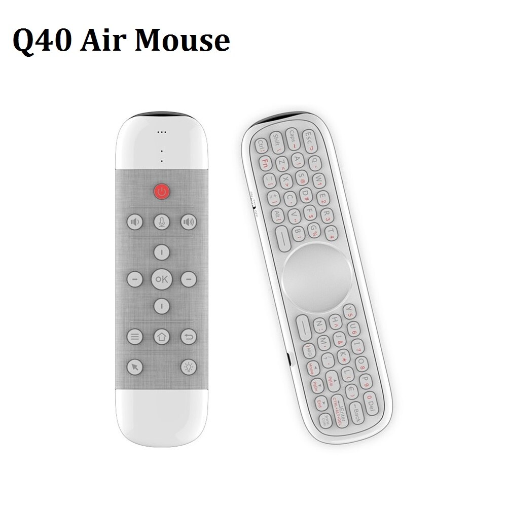 Q40 Air Mouse IR Learning Backlit Voice Remote Control 2.4G Wireless Mini Keyboard Gyroscope for Android TV Box White/Black