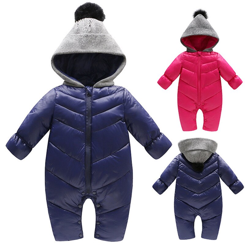 Winter Dikker Katoen Gevoerde Uitloper Kleding Voor Baby Baby Jongens Meisjes Rompertjes Hooded Winddicht Peuter Sonw Pak Lange Jassen