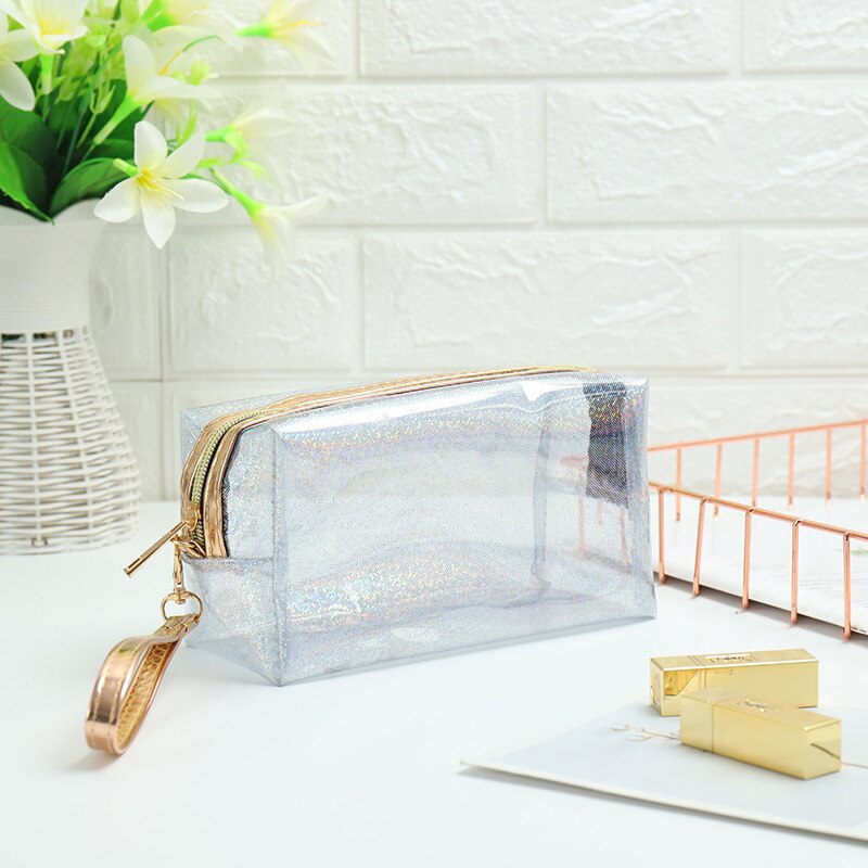 Women Swimming Bag Waterproof Handbags Transparent PVC Plastic Pool Beach Makeup Organizer Toiletry Storage PVC Bag: White