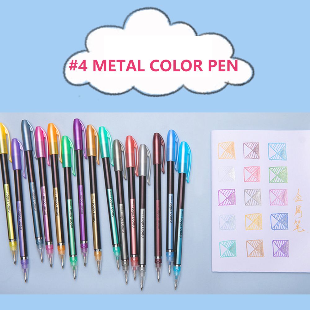 Ensemble de stylos Gel à paillettes colorées, 12 pièces, 1.0mm, stylo de couleur pour dessin, bricolage, Album, Journal, surligneur, stylo de signature