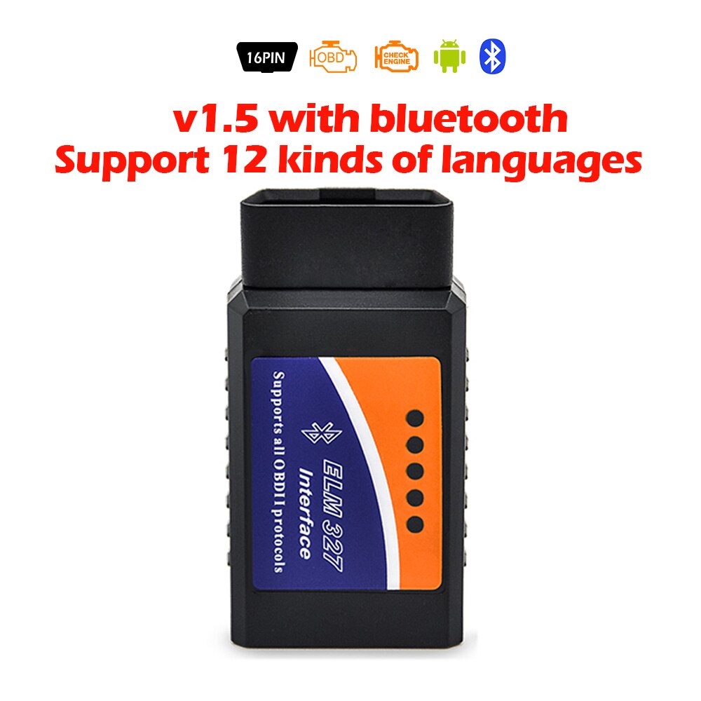elm327 V1.5 obd2 Bluetooth OBD2 outil de diagnostic automatique ELM 327 v 1.5 mieux que elm327 v2.1 lecteur de code parter: bluetooth