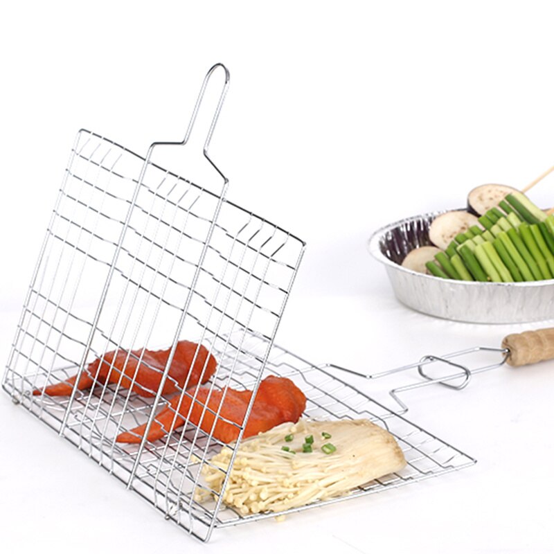 Beau -2 -pak bbq grillkurv nonstick fisk grillkurv grill mesh værktøj til camping picnic