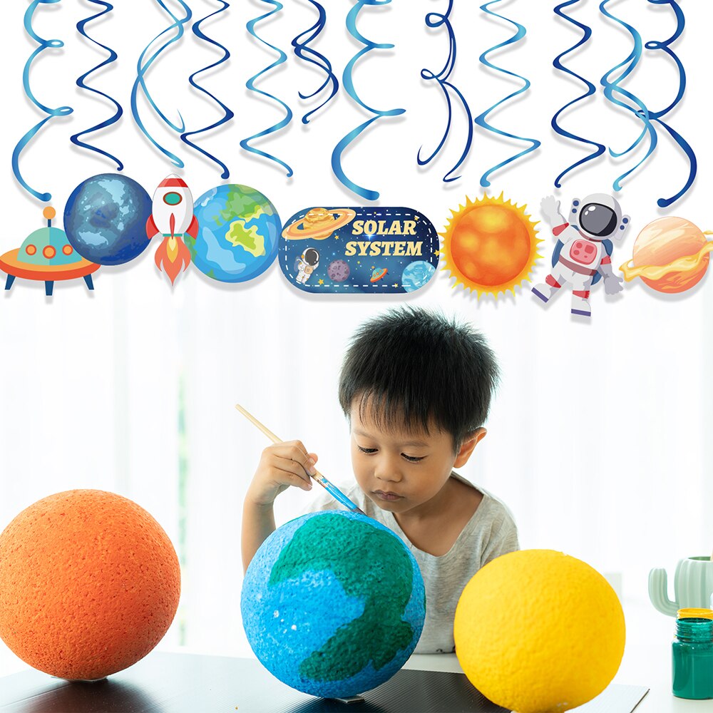 Universe Outer Space Astronaut Rocket Galaxy Theme Paper Photobooth Props Boy Planet Baby Shower Birthday Party Decorations
