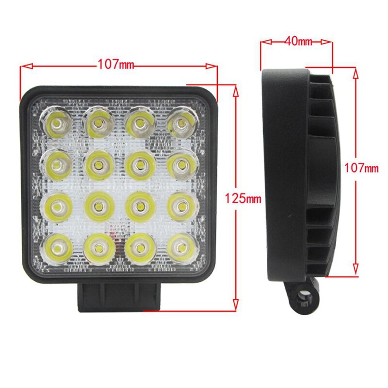 48w 6000k led-pistevalot neliömäiset työvalot lamppu traktorin maastoauto 4wd 12v 24v
