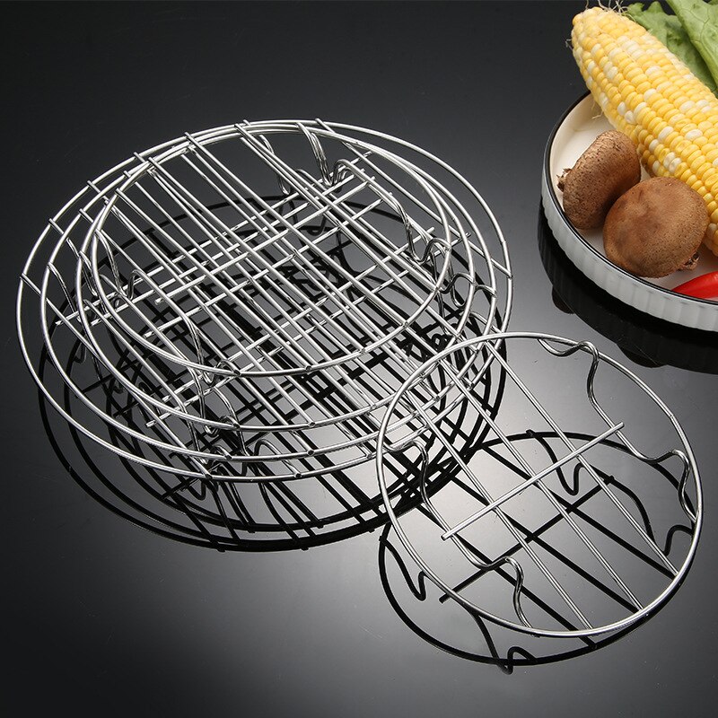 304 Stainless Steel Baking Cooking Steaming Racks Pot Steamers Air Fryer Round Steaming Tray Cooking Rack Kitchen Accessories
