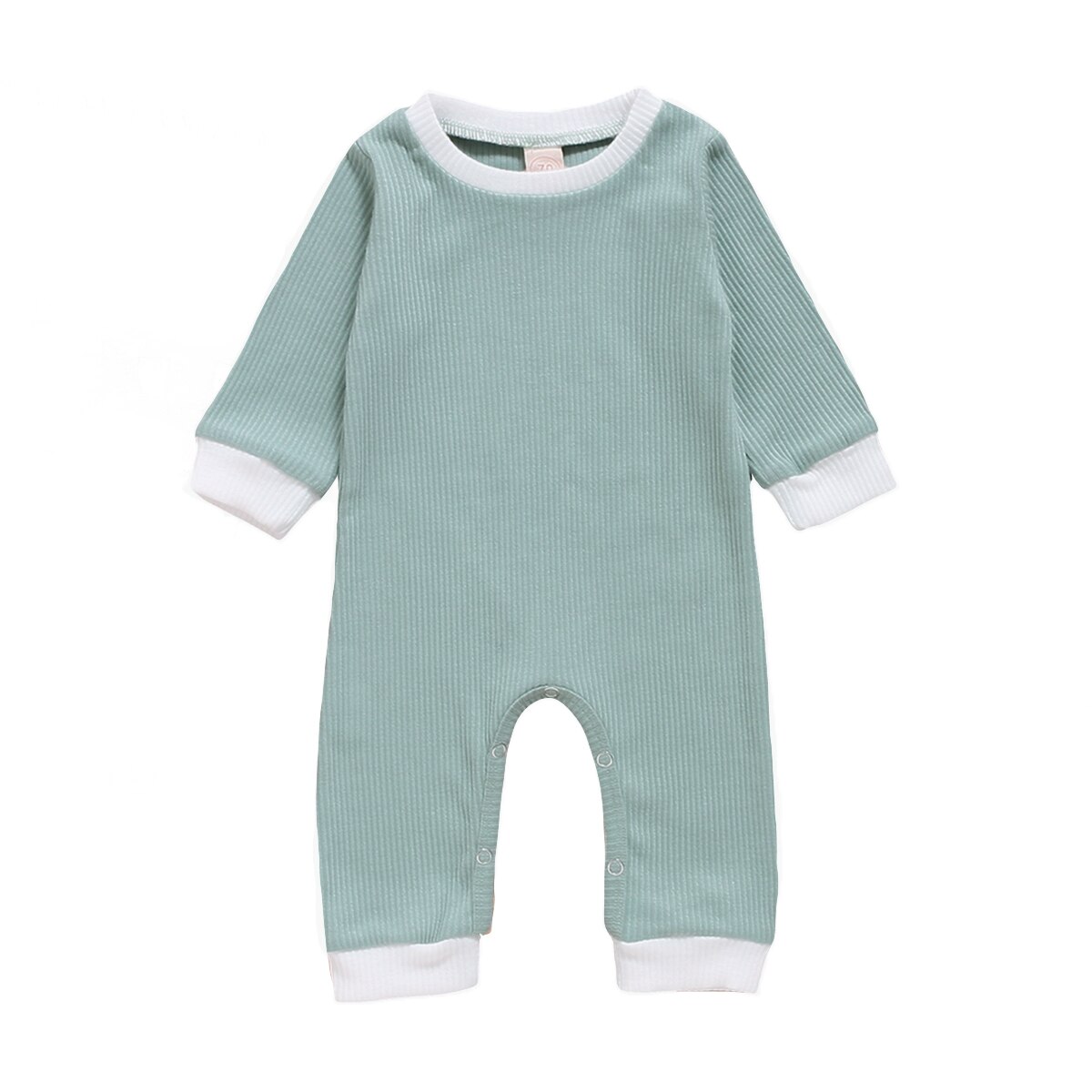 Efterår nyfødt baby drenge piger bukser solide langærmede knap afslappede jumpsuits outfits: B / 18m