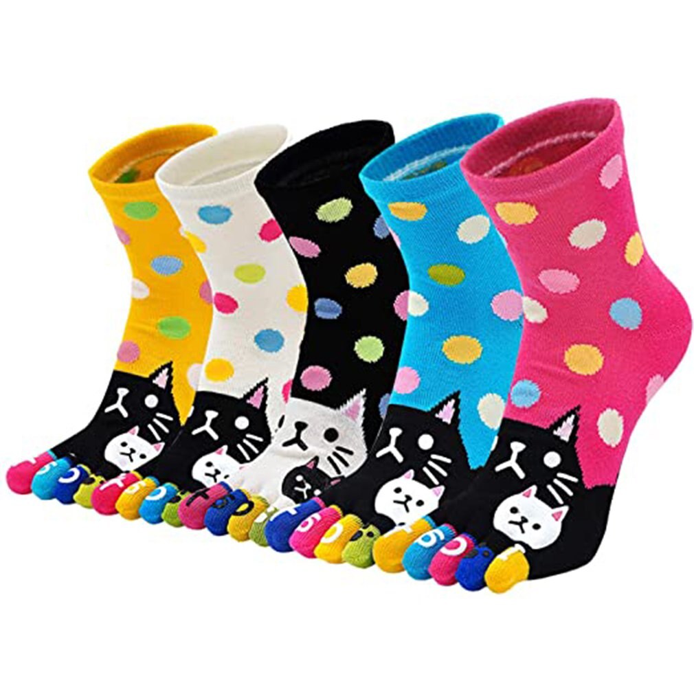 Nette Baby freundlicher Mädchen Jungen Nette Katze Weiche Fünf Finger Karikatur Ebene Socken Strumpfwaren Zehe Socken Knöchel Socken Damen