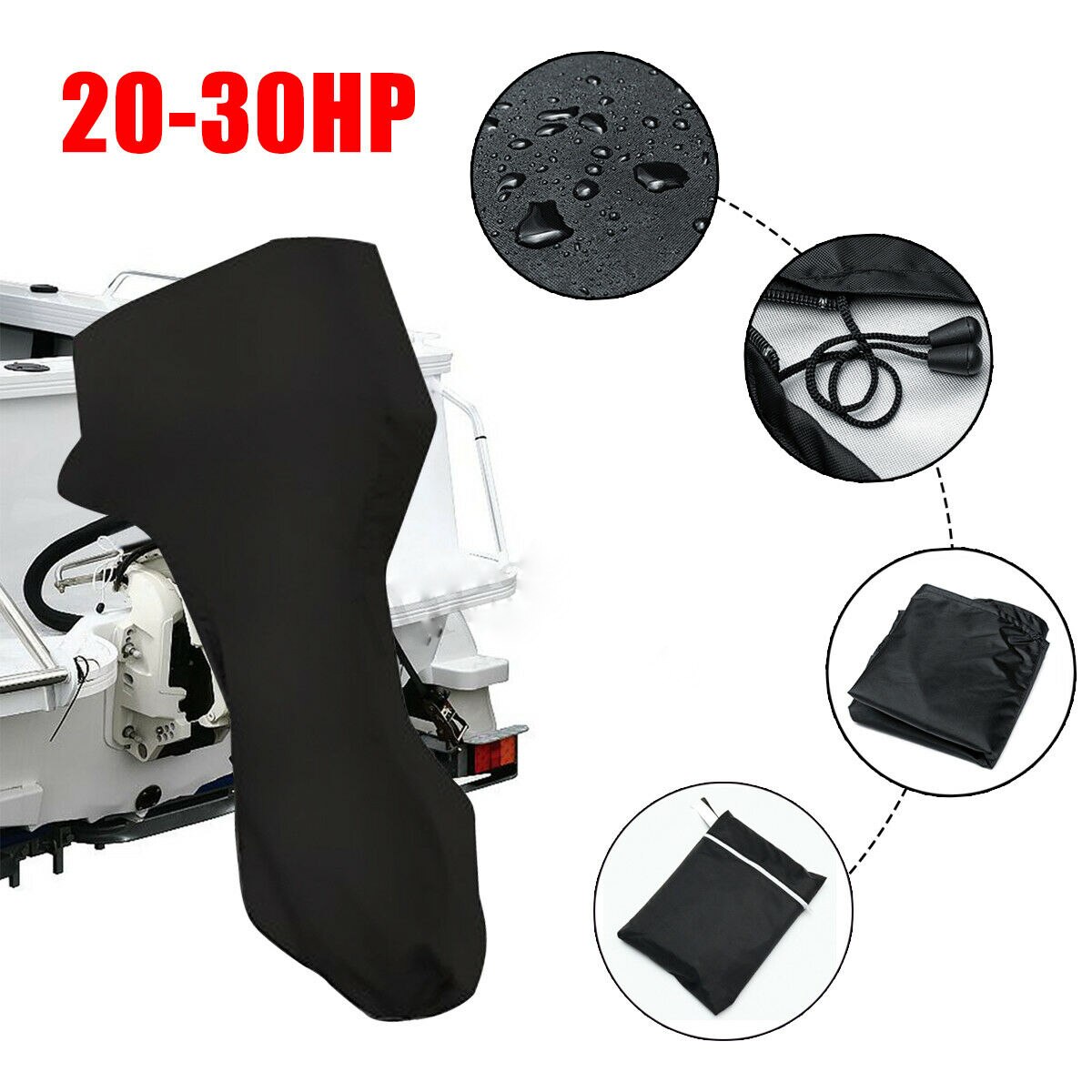 Ship's Side Cover Engine Motor Covers 6-15HP 600D Rain Protection Full Motor Cover: 20-30HP