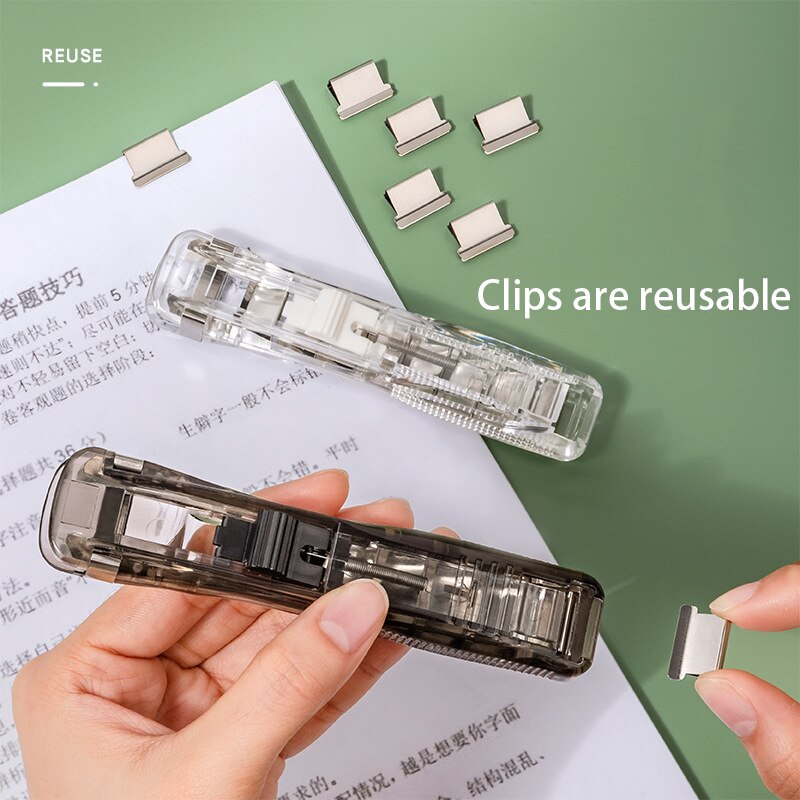 Push Clip Stapler Staple Remover Binder Push Clamp File Folder Dispenser Paper Clips Office Supplies Set Seamless Stapler