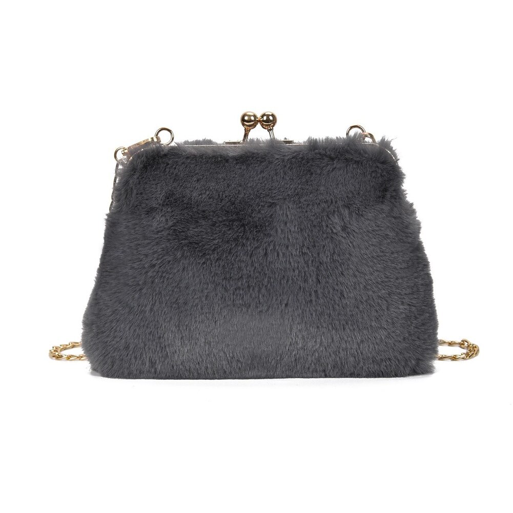 Leuke Pluche Kleine Vierkante Tas Vrouwen Handtas Casual Purse Chain Mobiele Telefoon Schouder Messenger tassen: Grijs