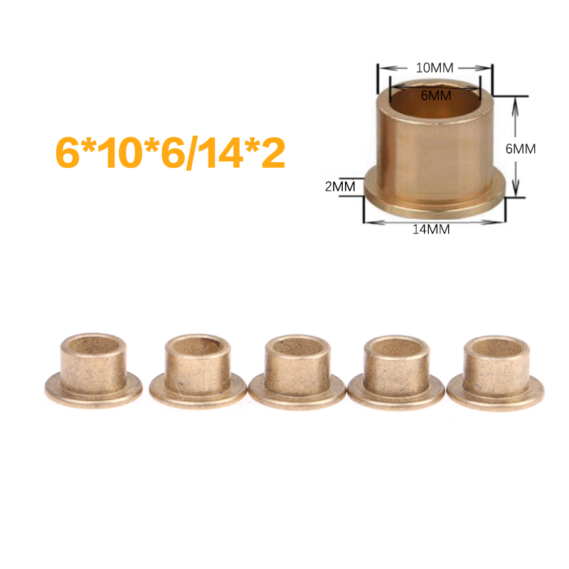 5Pcs Flanging Self-Lubricating Bearing Powder Metallurgy Oil Copper Bushing Guide Sleeve With Stepped Flange Hardware: black