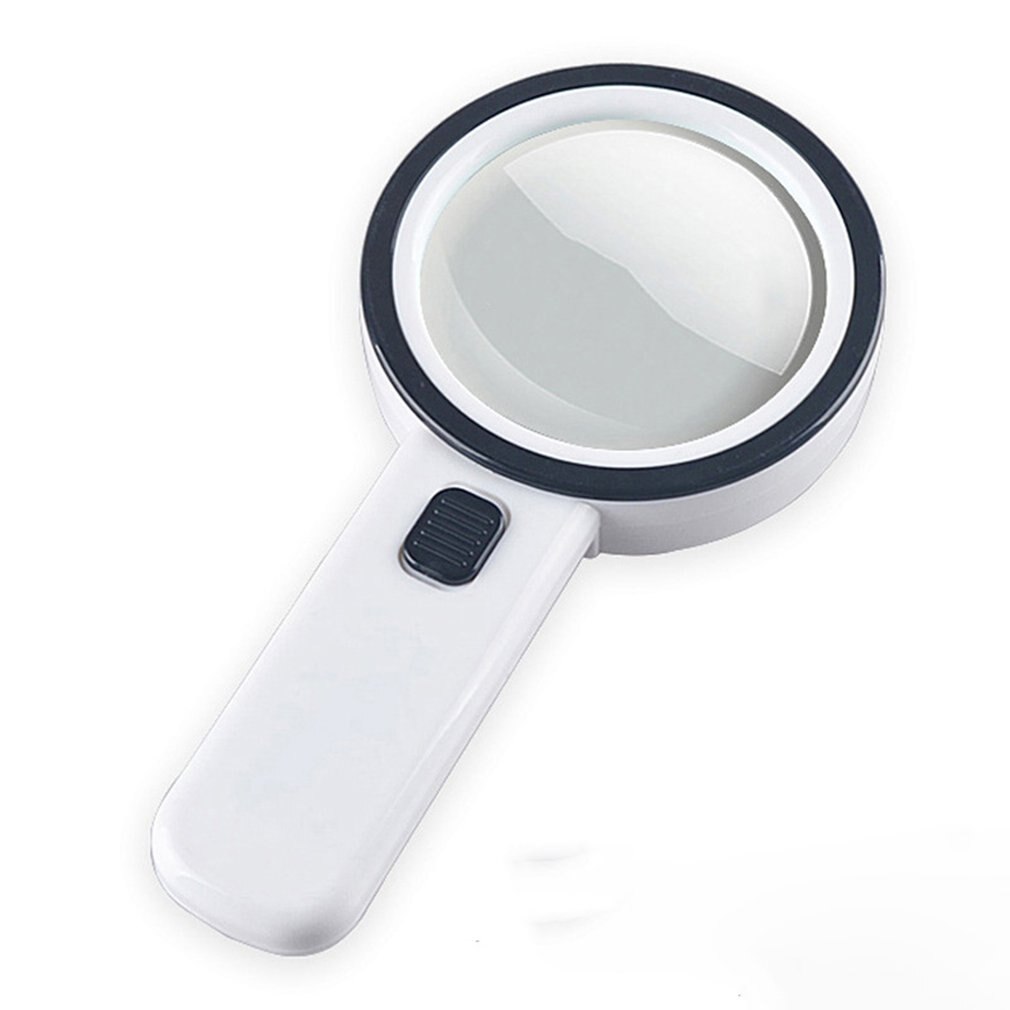 Portable Handheld Magnifiers 30X Optical Glass Magnifying Tool With LED Light Lamp for Reading and Identification