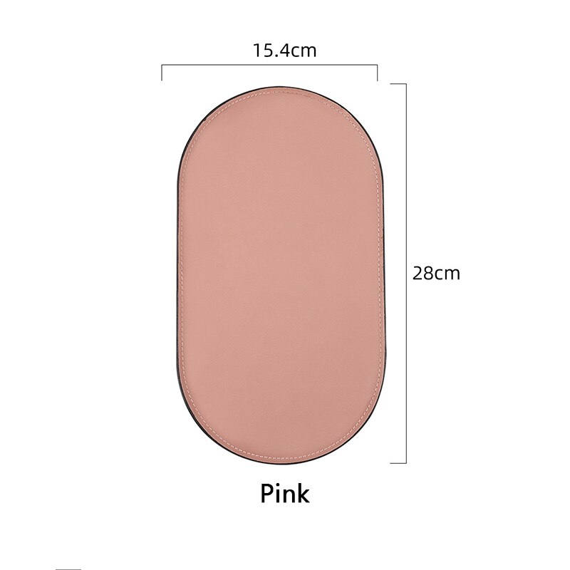 Edelstahl Leder Oval Ablage Dressing Tisch machen-hoch Schmuck Tablett Schreibtisch Organisieren Snack Lager Kasten: Rosa L