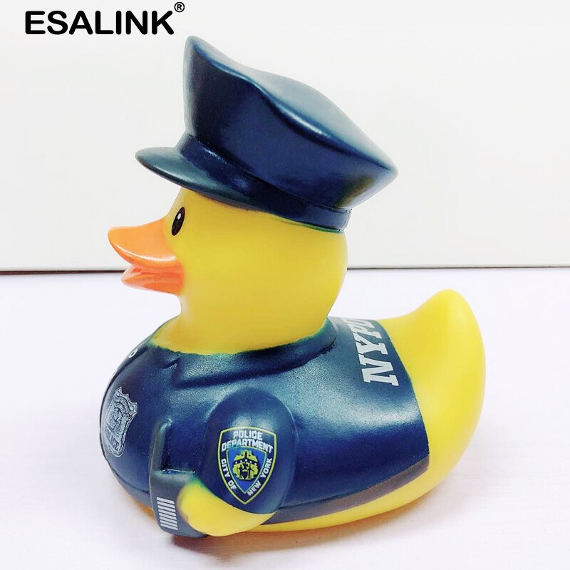 ESALINK 8-12Cm Bath Toys Rubber Duck Police Duck Water Toy Cartoon Shower Floating Toy Baby Toys For Girls