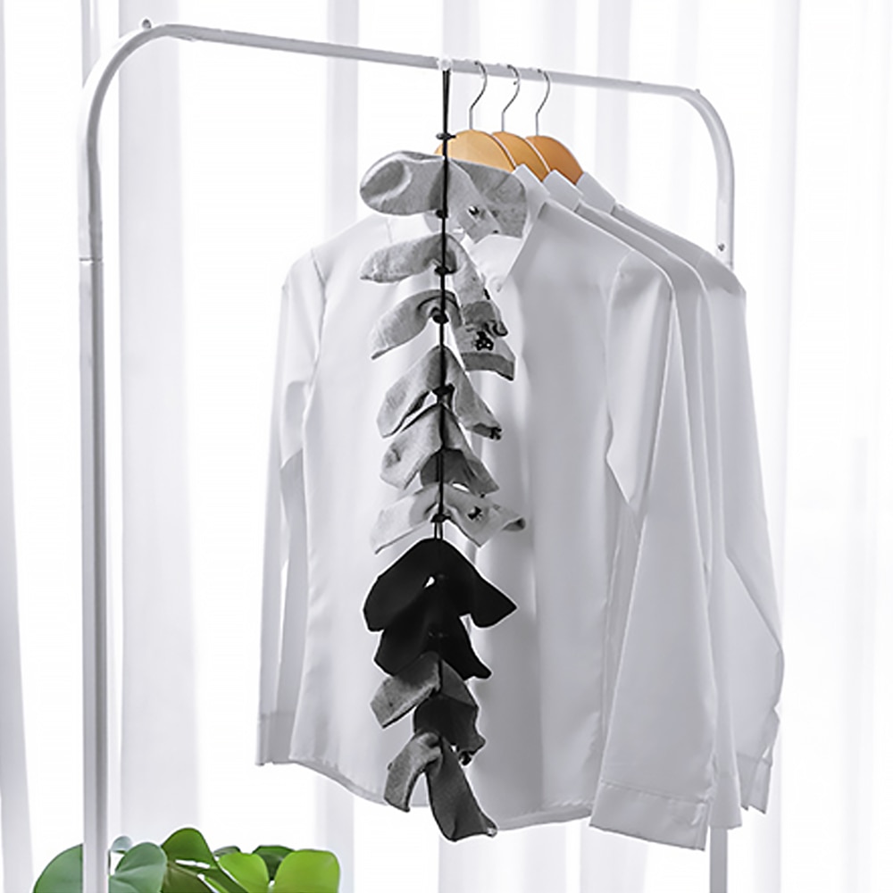 Justerbare multifunktionsstrømper hængende reb nyttigt tøjbøjle og vaskekurvnet til garderobeopbevaring til hjemmet