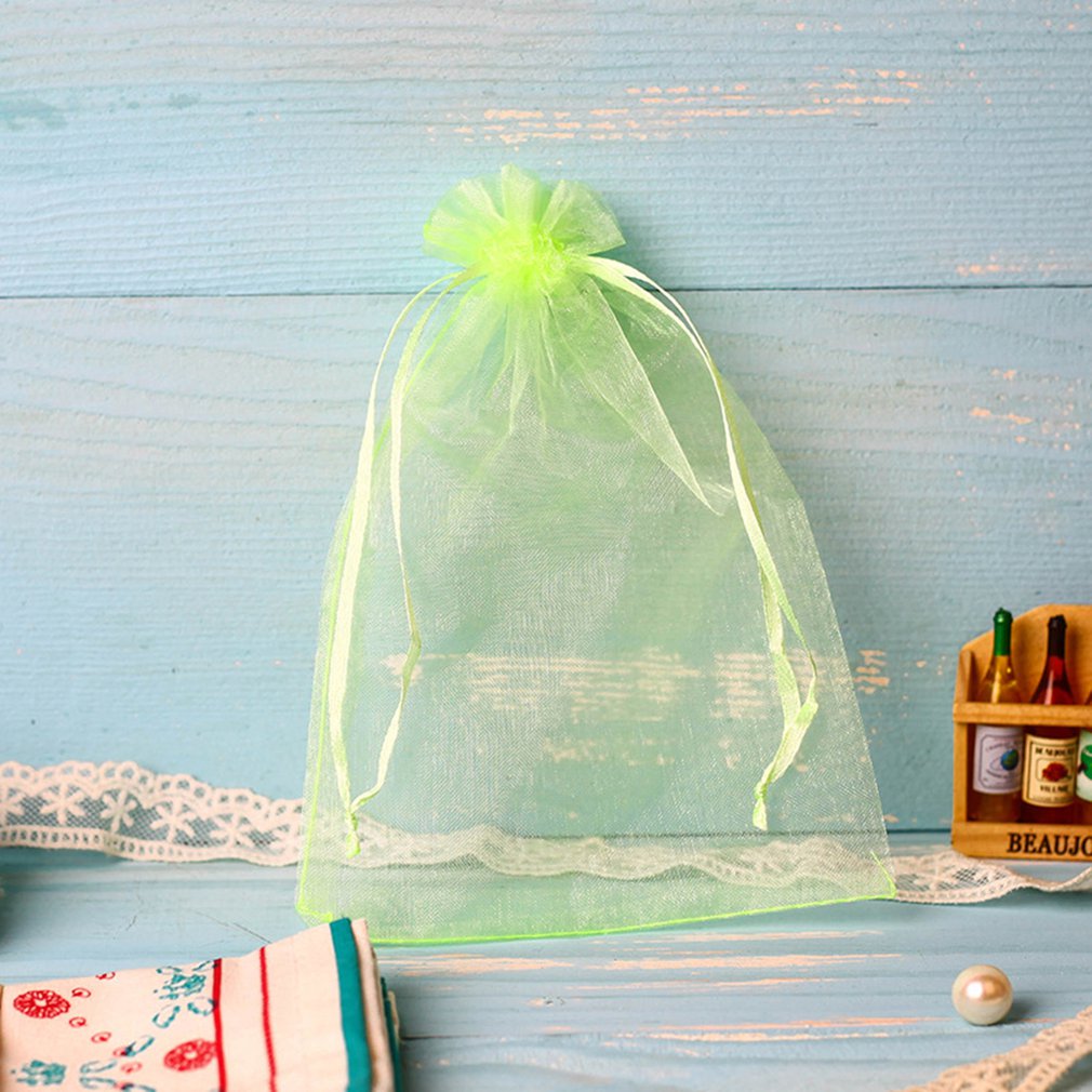100Pc Organza Bag Jewelry Packaging Candy Wedding Party Goodie Packing Favors Cake Pouches Drawable Bags For Sweets