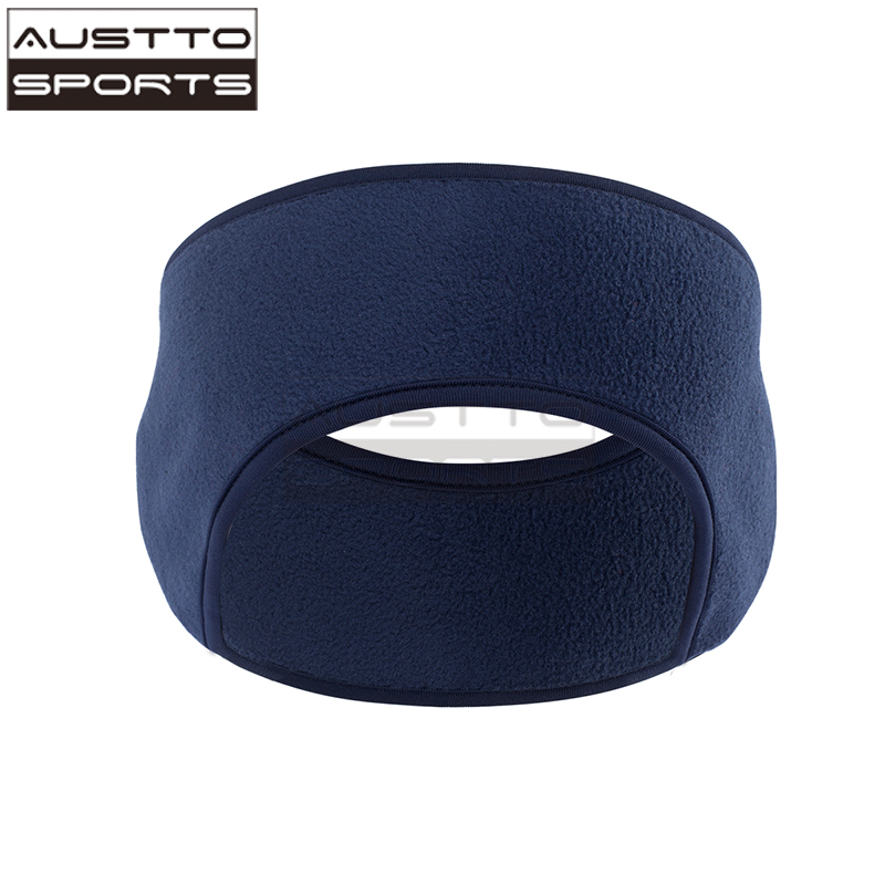 Austto Winter Fleece Ear Muffs Warmers Headband Therma Ear Band for Men & Women for Running Skiing Workout Sports: Navy Blue