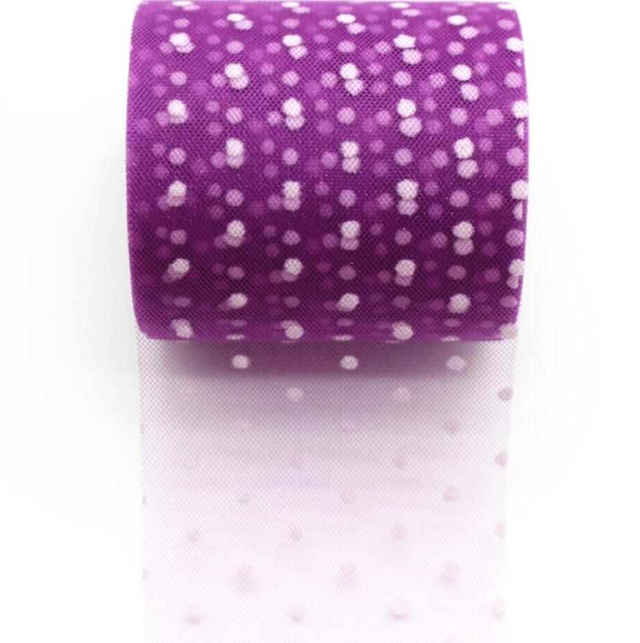 20 yards / volumen 3 '' 7.5 cm hvide prikker håndlavet materiale hovedbeklædning dekoration tutu nederdel tyl rulle 75mm bånd: 12