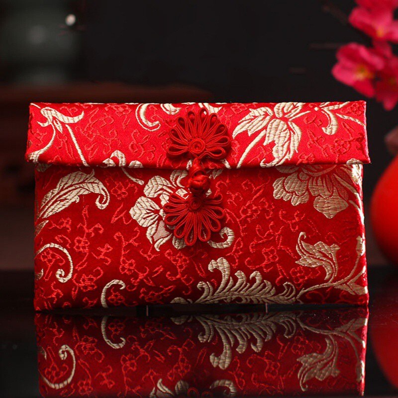 High-end bryllup stof rød kuvert personlighed brokade rød kuvert til bryllupsfødselsdag år rød kuvert