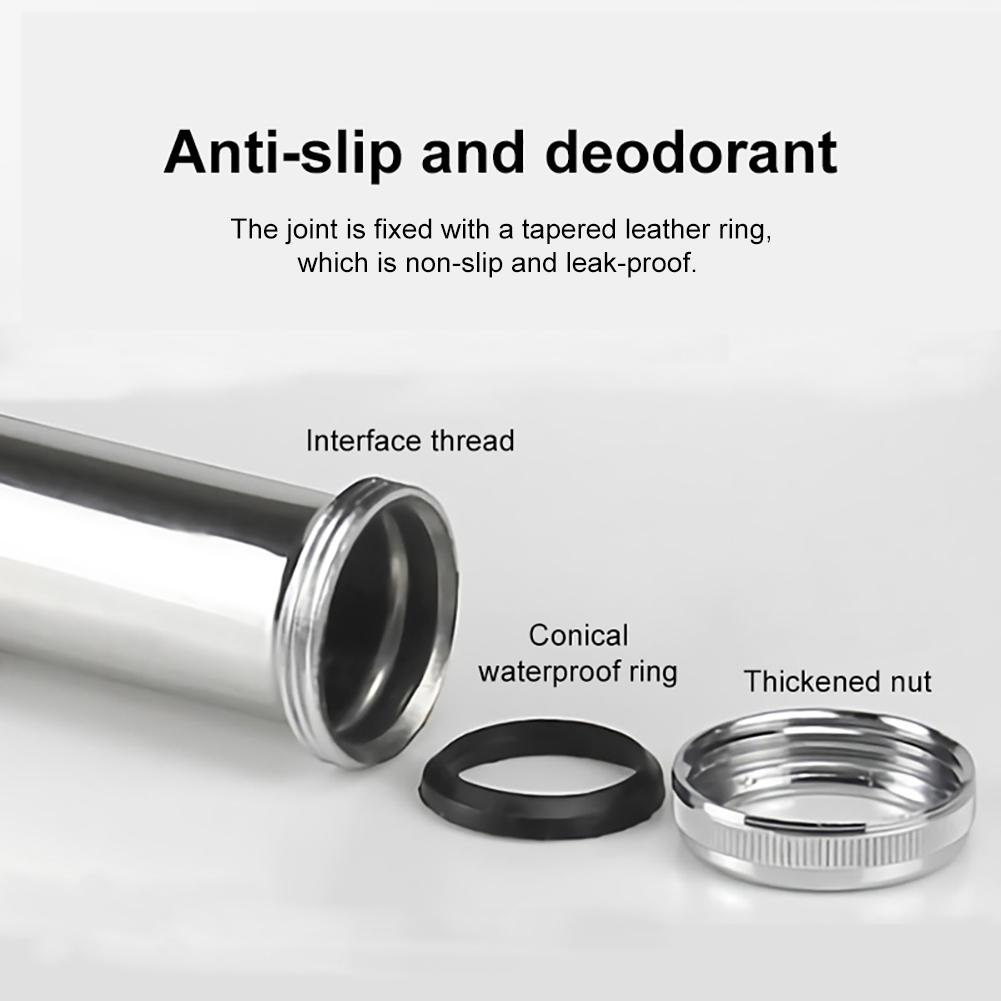 80cm Stainless Steel Siphon Flexible Hose Sink Drain Sinks Bathroom Kitchen Basin Water Tube Pipe