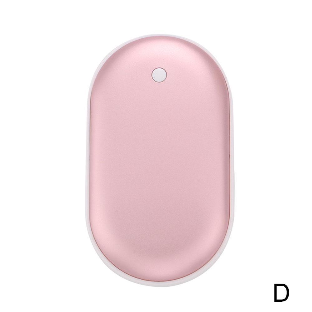 5000mAh USB Rechargeable Electric Hand Warmer Winter Double-Side Heating Mini 5V Long-Life Pocket Power Bank 2 In 1: rose gold