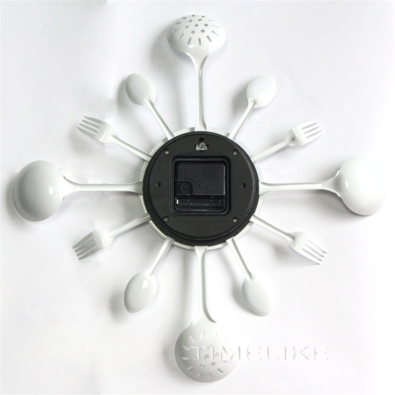 Horloge murale de cuisine en métal | De grande taille, en métal de cuillère à fourchette, horloge murale de cuisine, spécial