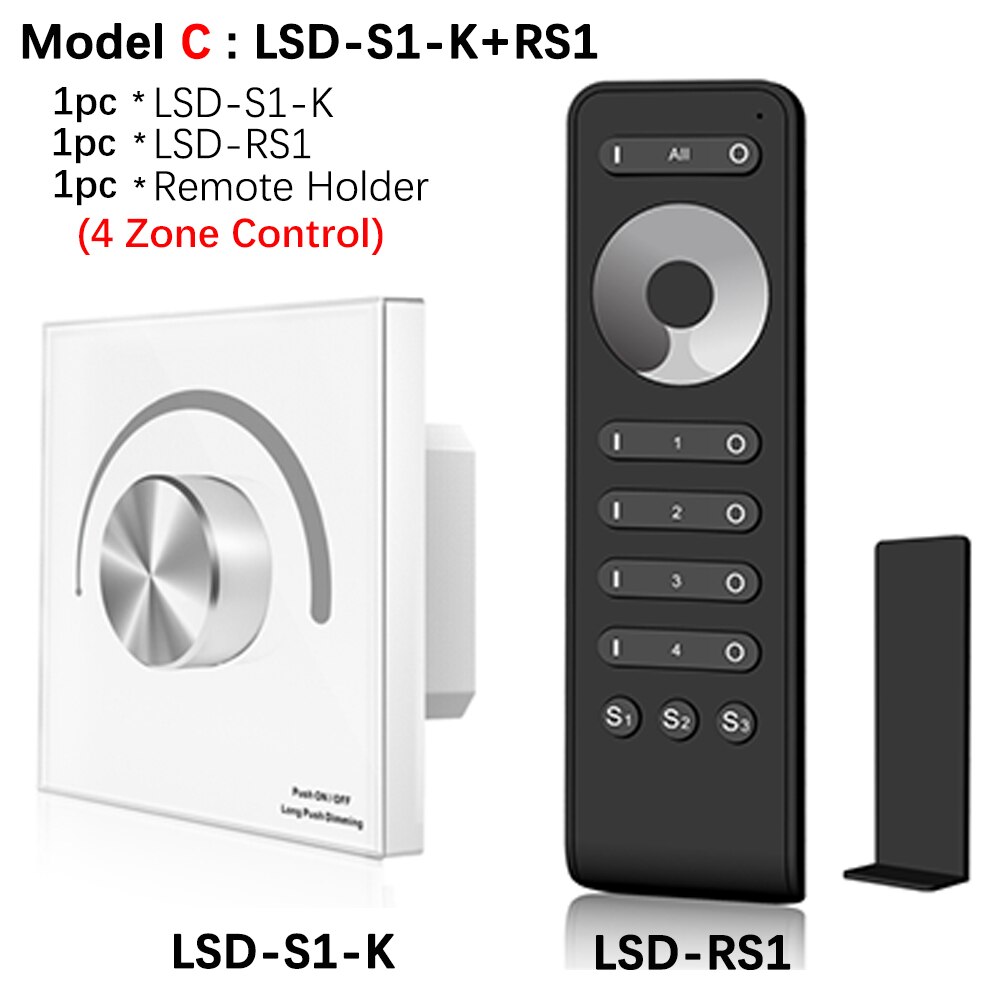 AC Triac LED Dimmer 220V 230V 110V Wireless RF Dimmable Knob Switch With 2.4G Remote Controller for Single Color LED Bulb Lamps: Model C
