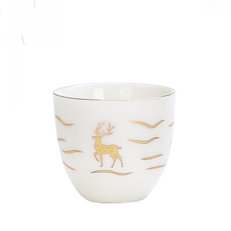 Grand relief or mouton graisse jade tasse à thé décor à la maison thé maître tasse accessoires personnel boire petit bol à thé