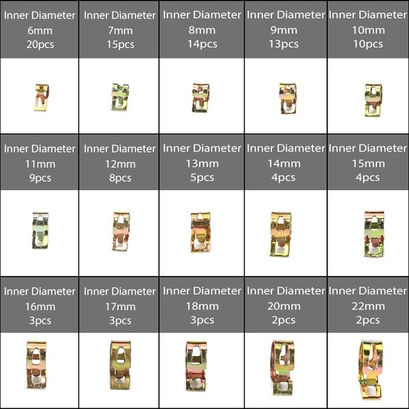 115 Uds. Abrazaderas de manguera de resorte de 6-22mm + alicates manuales abrazadera de manguera de agua de Gas chapada en Zinc Kit surtido de herramientas de Metal