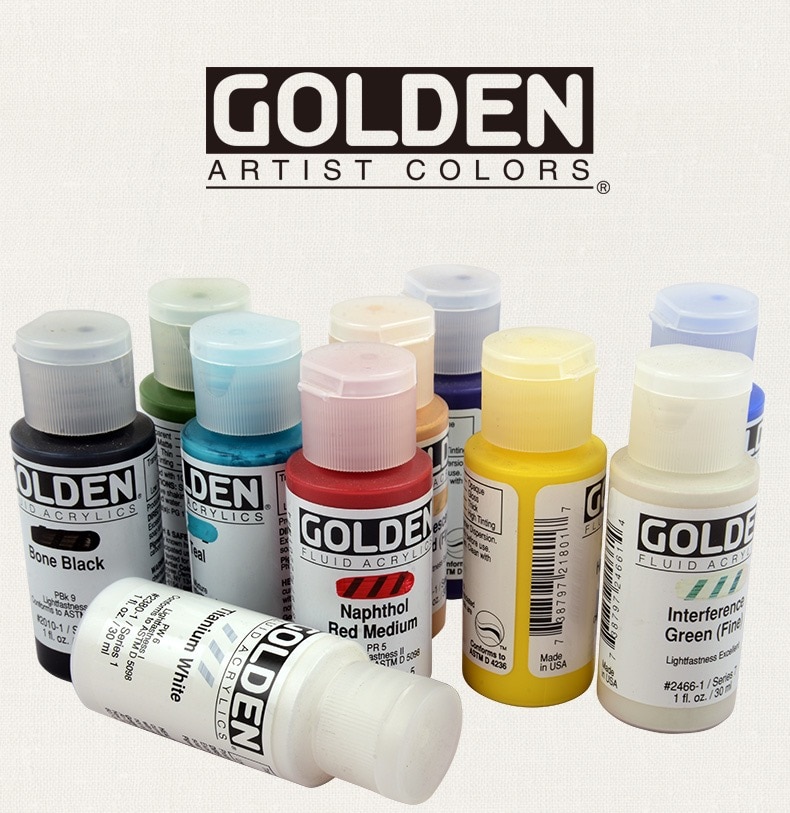 Golden Fluid Acrylic Paint 1 Ounce (30ml) for dry brush application, fine details, pouring, spraying, staining etc, 1 bottle