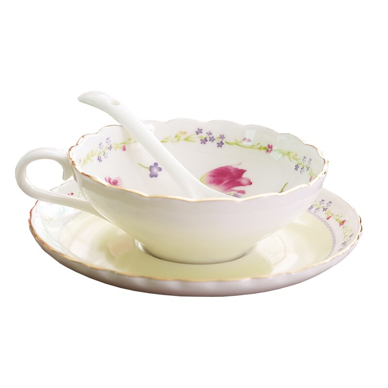 Luxury tea cups and saucers espresso cups English afternoon tea party teacup coffee cup porcelain tazas de cafe: A  1 set