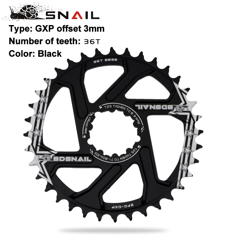 Gxp Bike Mtb Mountainbike 30T/32T/34T/36T/38T Crown fiets Kettingblad Voor Sram 11/12S Nx Xx Xo Gx GXP11 Enkele Schijf Lade Goedkope: Black 3mm offset 36T