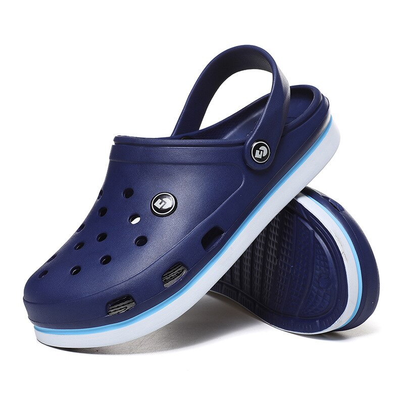 Oein sandaler herre tresko tøfler bunn strandsandaler menn tresko sandal komfortabel pustende ankelomslag eva soft: Marinen / 42