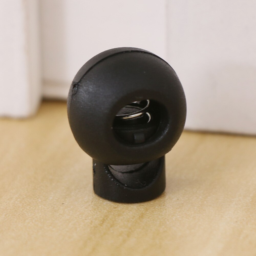 Rope Cord Locks 10pcs Clip Ends Round Ball Shape Luggage Lanyard Stopper Sliding Black Plastic Hole Drawstring Locks Cordloc &amp;xw