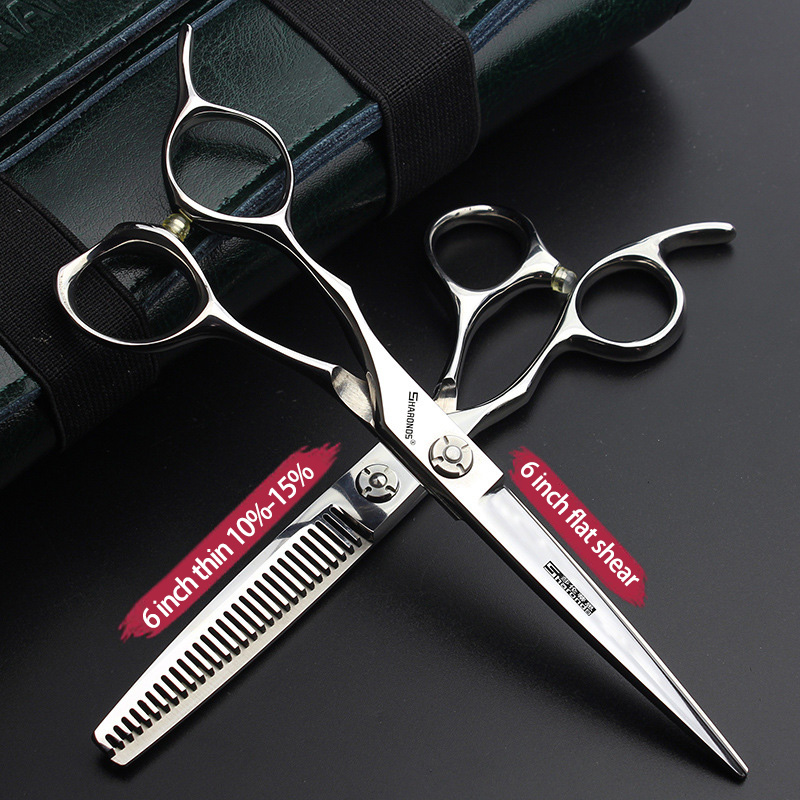 Linkshandige professionele trimschaar, tondeuse platte schaar, tandschaar 5,5 inch 6 inch haarsnijgereedschap: Oranje