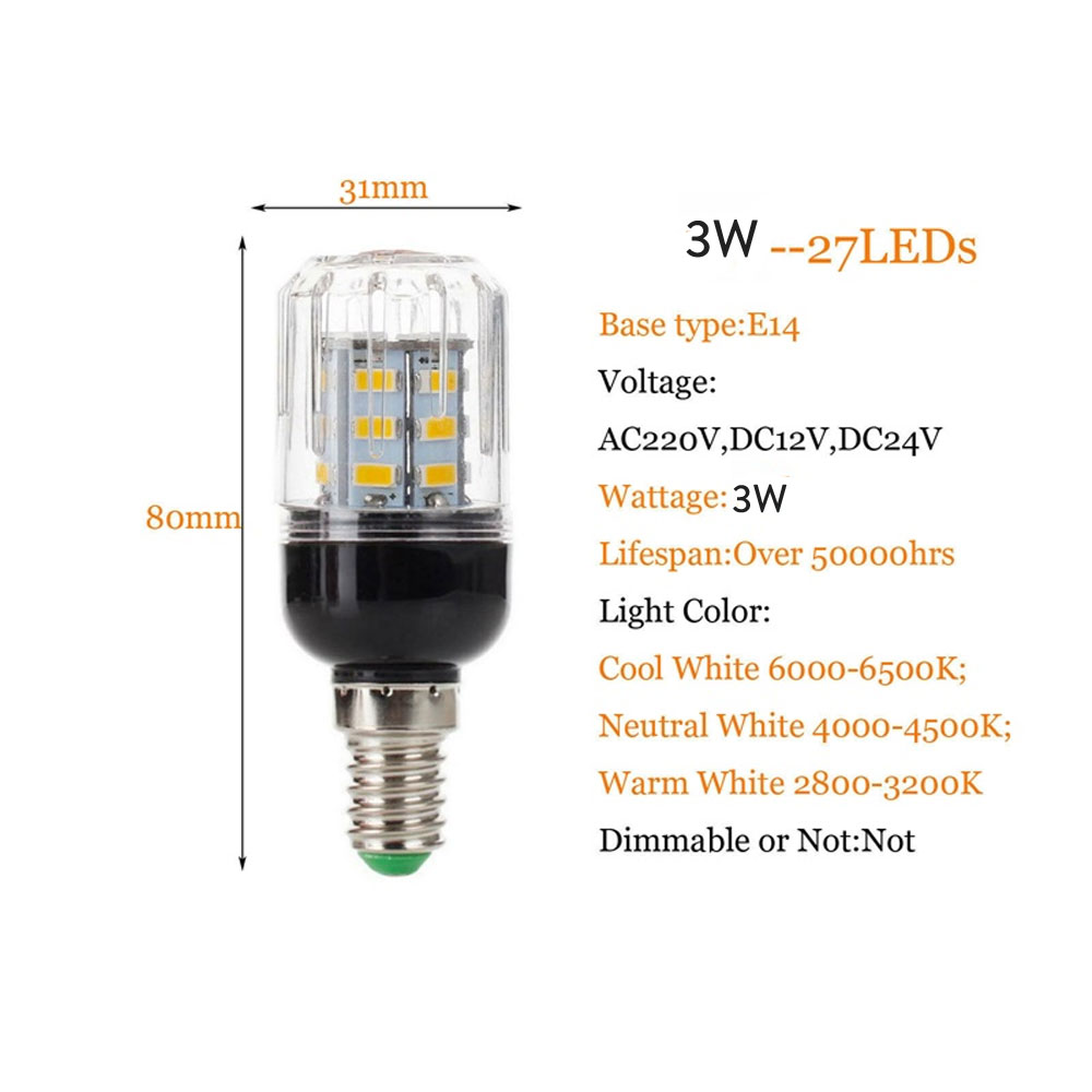 Ampoules LED épis de maïs E27 E14, 27 diodes, 3W SMD5730 E12 E26, lampe LED 110V 220V 12V 24V, lumière blanche froide/chaude/neutre pour la décoration de la maison