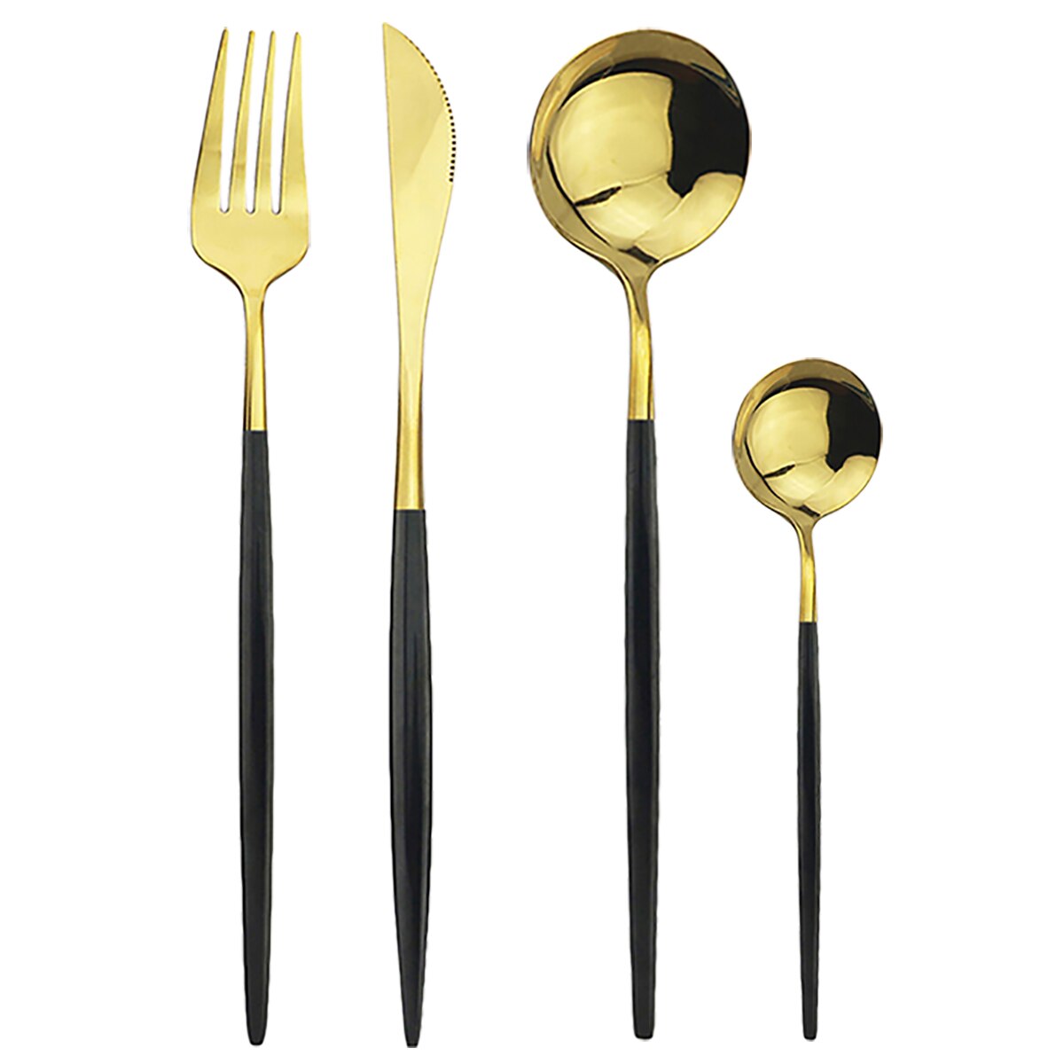 32 teile/satz Besteck einstellen Schwarz Gold Besteck einstellen 18/10 Edelstahl Geschirr einstellen Messer Gabel Löffel Geschirr Küche Geschirr: Schwarz Gold