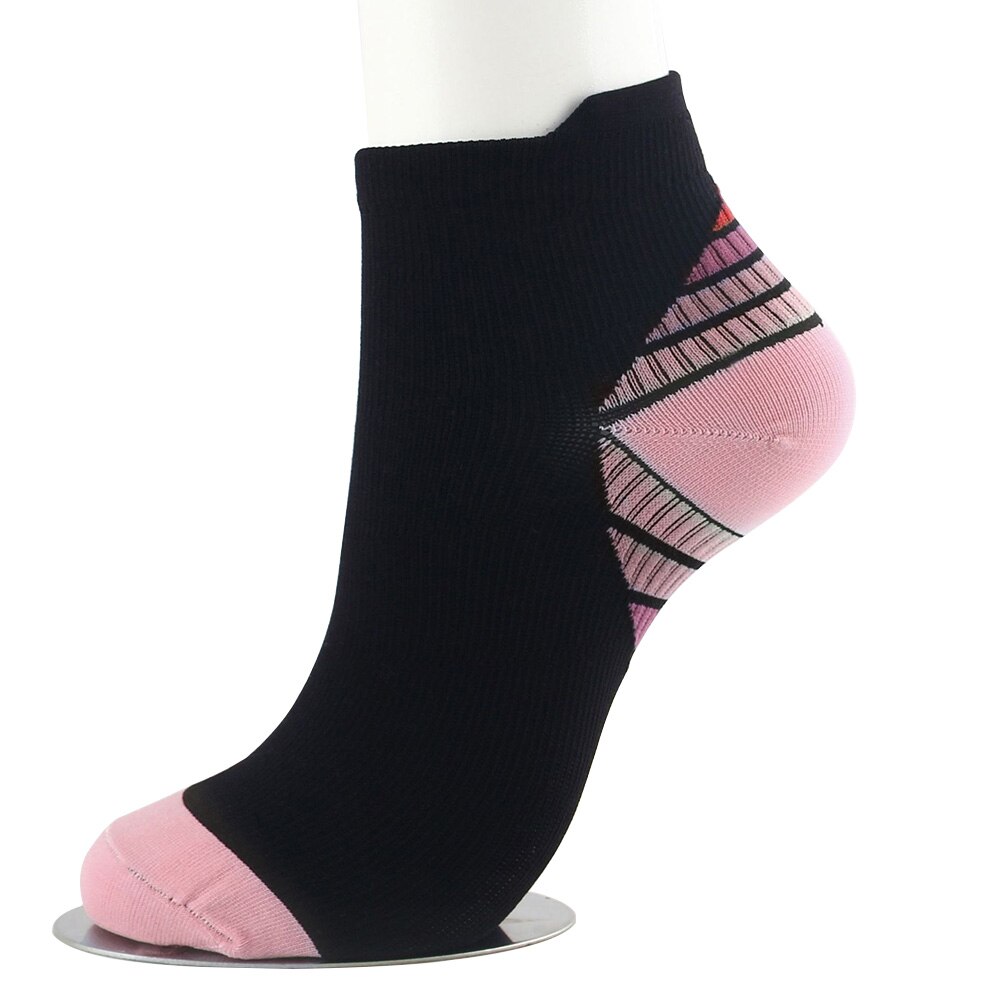 Men Women Fitness Moisture Wicking Daily Running Ankle Length Compression Sock Anti- Relief Pain Short Arch Pain Sports: Pink S M