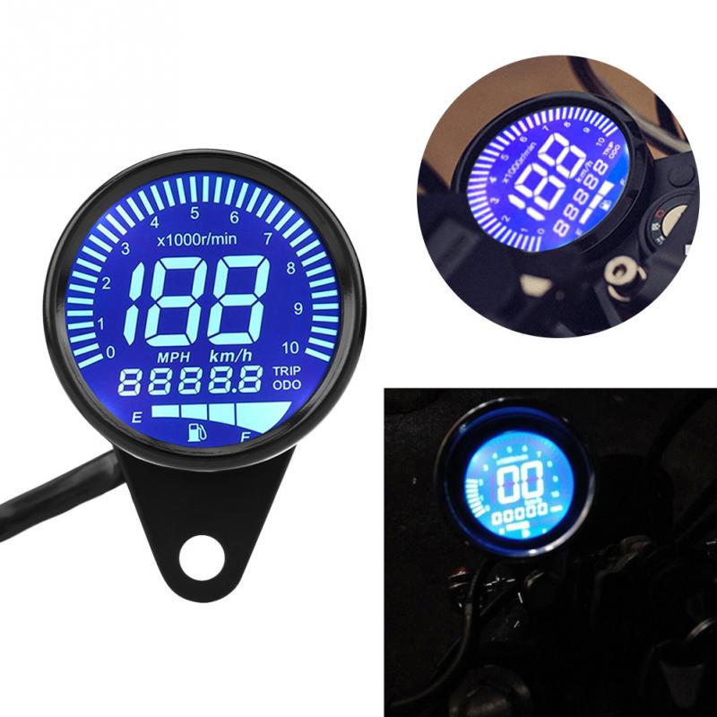 Universal Motorcycle LED Digital Speedometer Tachometer Speed Gauge Oil Level Meter Black Motorcycle Speed Gauge