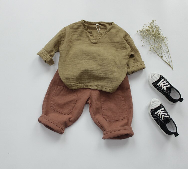 2020 Bambini di autunno Casual Pantaloni Stile Coreano Del Bambino di Patch Pantaloni dei Ragazzi di Colore Puro
