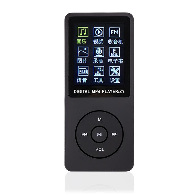 Stil bærbar 1.8 "lcd  mp3 mp4 afspiller til ipod musik video medieafspiller fm radio bærbar farverig  mp3 mp4 afspiller musik video: Sort