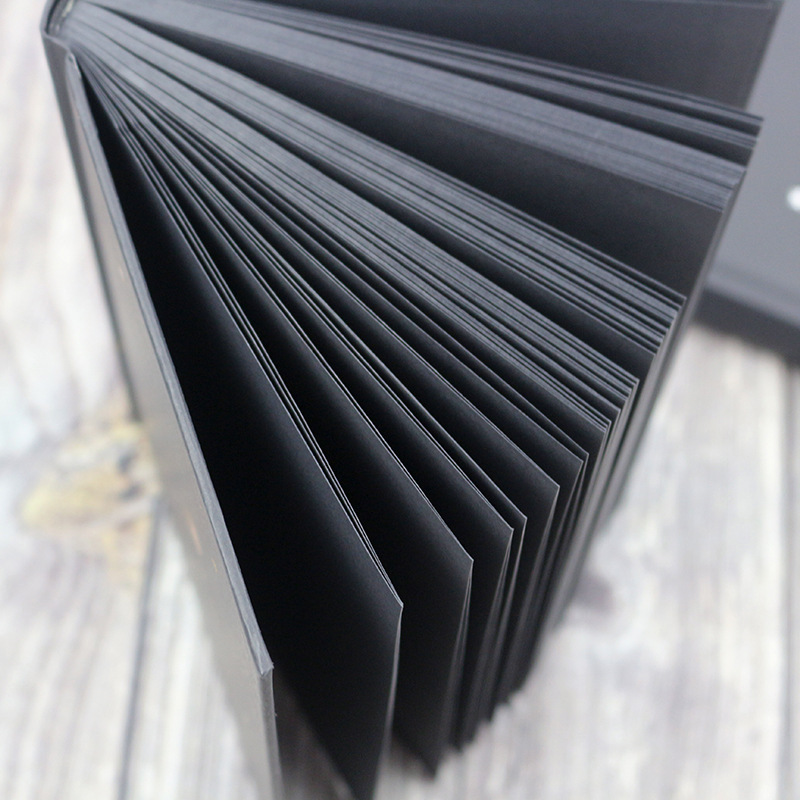 Pages intérieures de livre noir, papier noir, main noir, tout noir, , en carton noir, pour journal intime