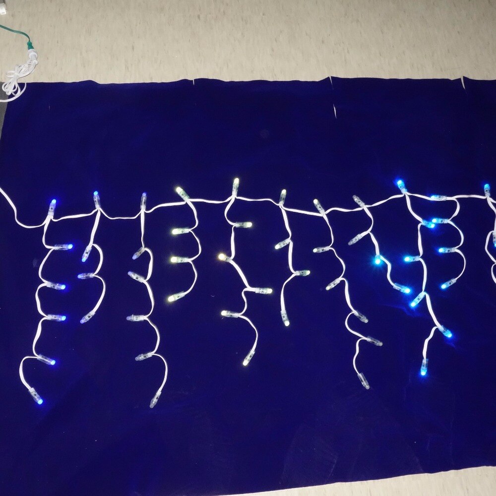 Guirlande de glaçons adressables IP68, 120 nœuds/ensemble, LED pleine couleur, DC12V WS2811 contrôlé, tout fil blanc, 646464...6464