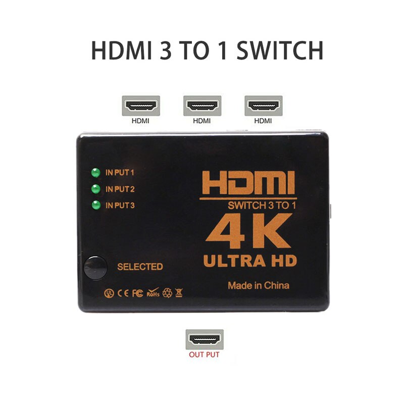 3 Poort 4K * 2K 1080P Switcher Hdmi Switch Selector 3X1 Splitter Box Ultra Hd voor Hdtv Xbox PS3 PS4 Multimedia