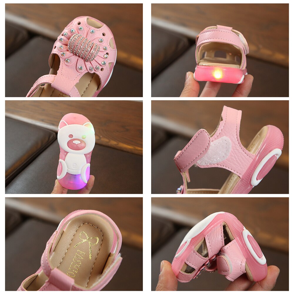 Luminous Children's Sandals kids Non-slip Light Up Beach Sandals Boys Girls Glowing Soft-soled shoes Size 21-30